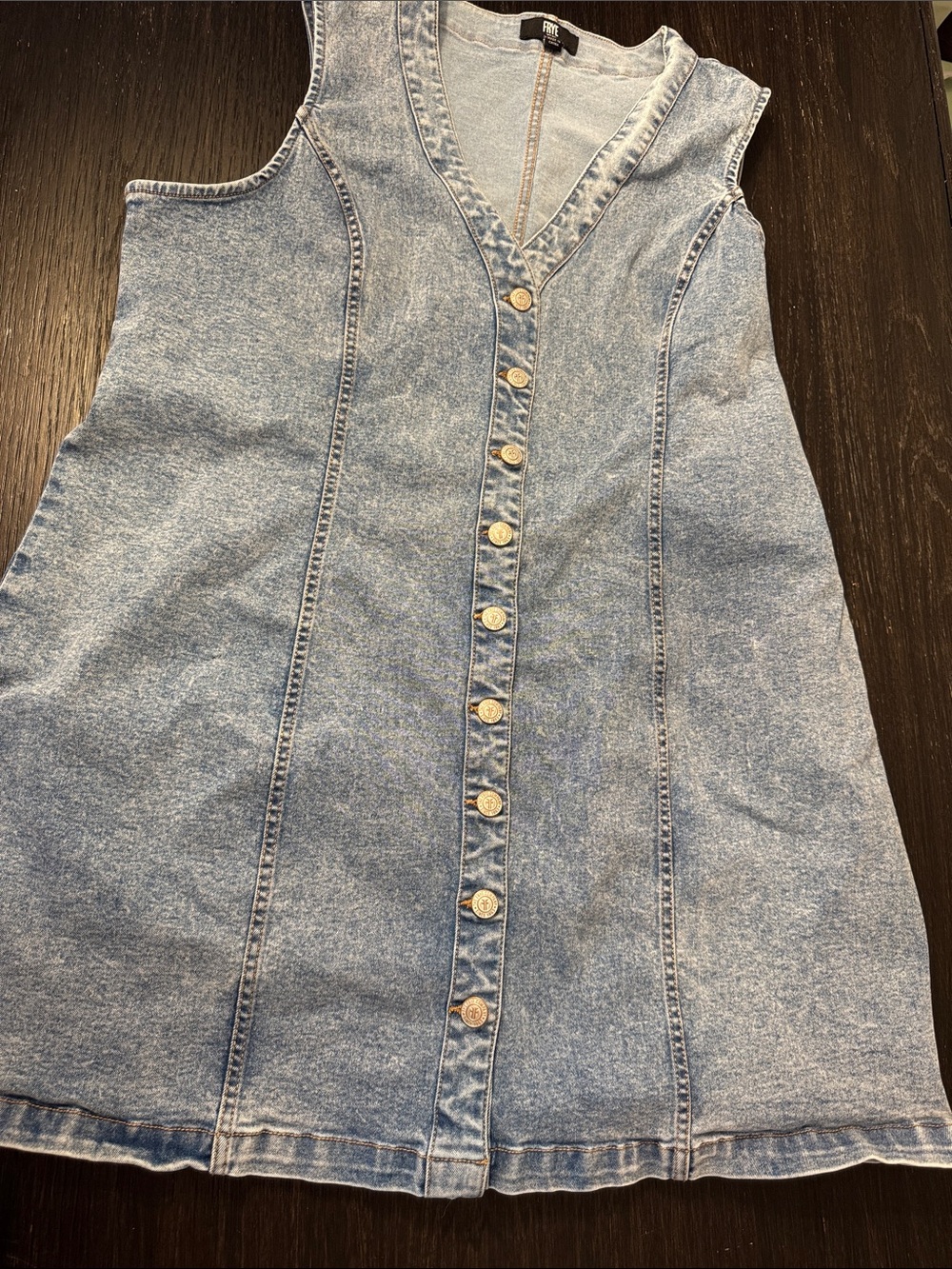Frye Light Blue Washed Denim Button-Front Tunic